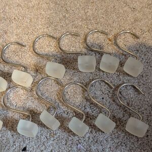 Shower curtain hooks - frosted square - new